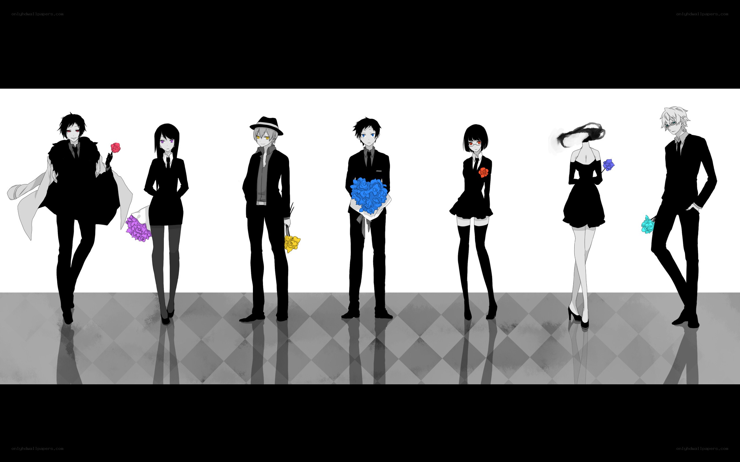 anime characters with flowers