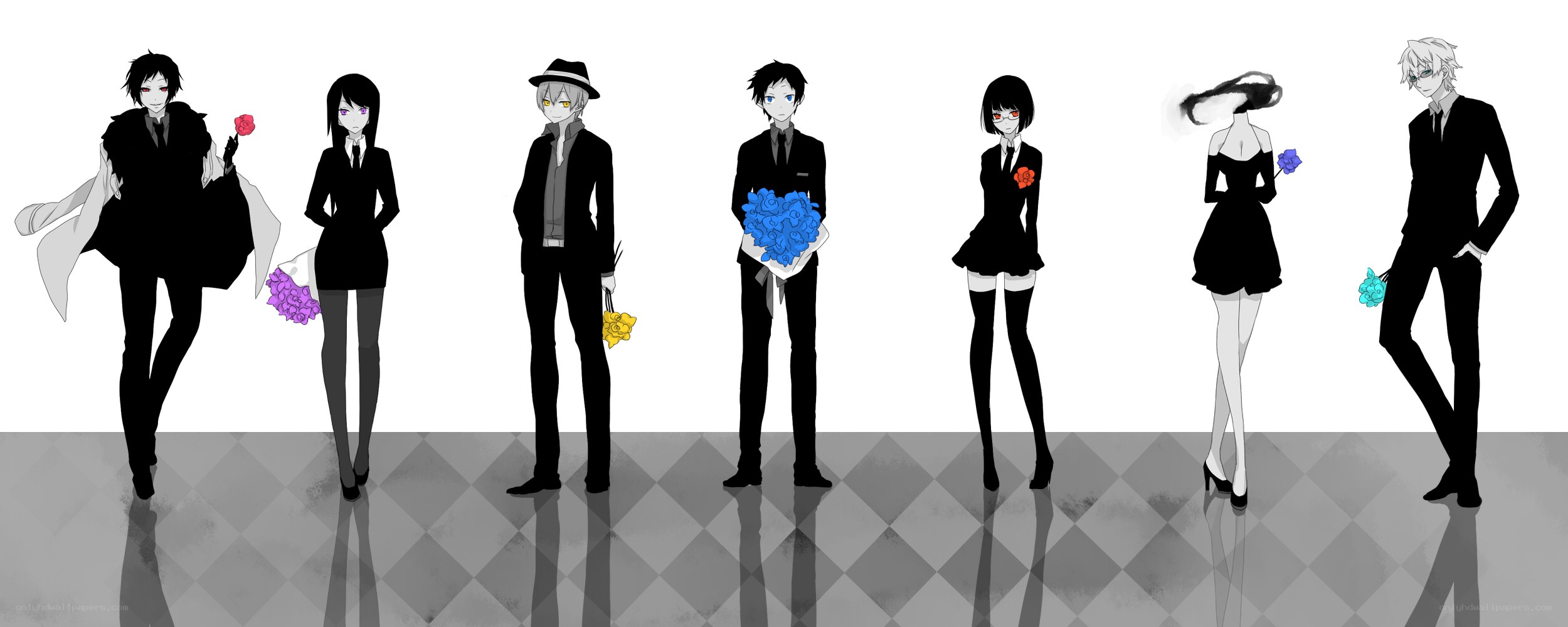 anime characters with flowers