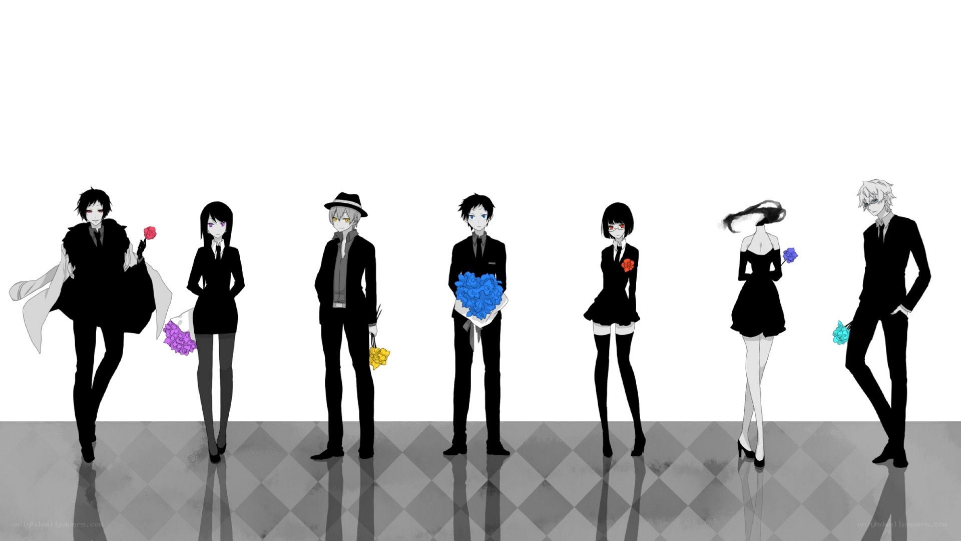 anime characters with flowers