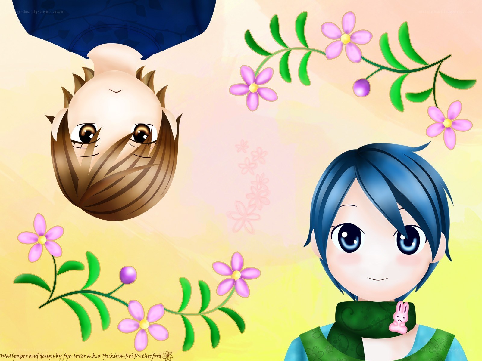 Anime characters with flowers