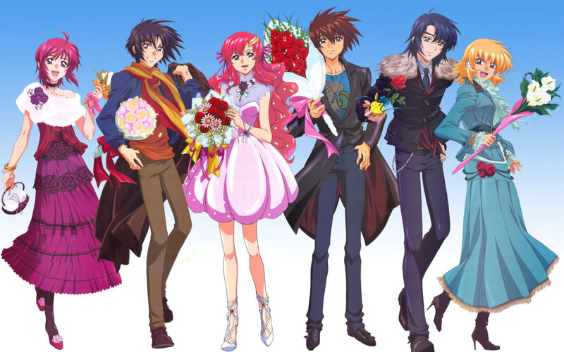 Anime Characters with Flowers — Blue
