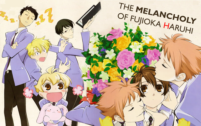 Anime Characters with Flowers — Purple, Playful