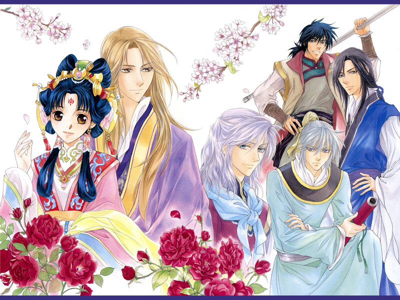 Anime Characters with Flowers — Purple