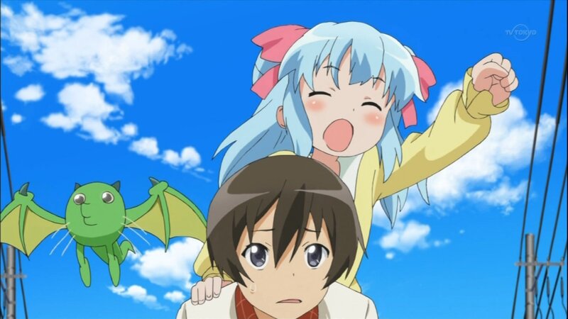 Anime characters with flying creature