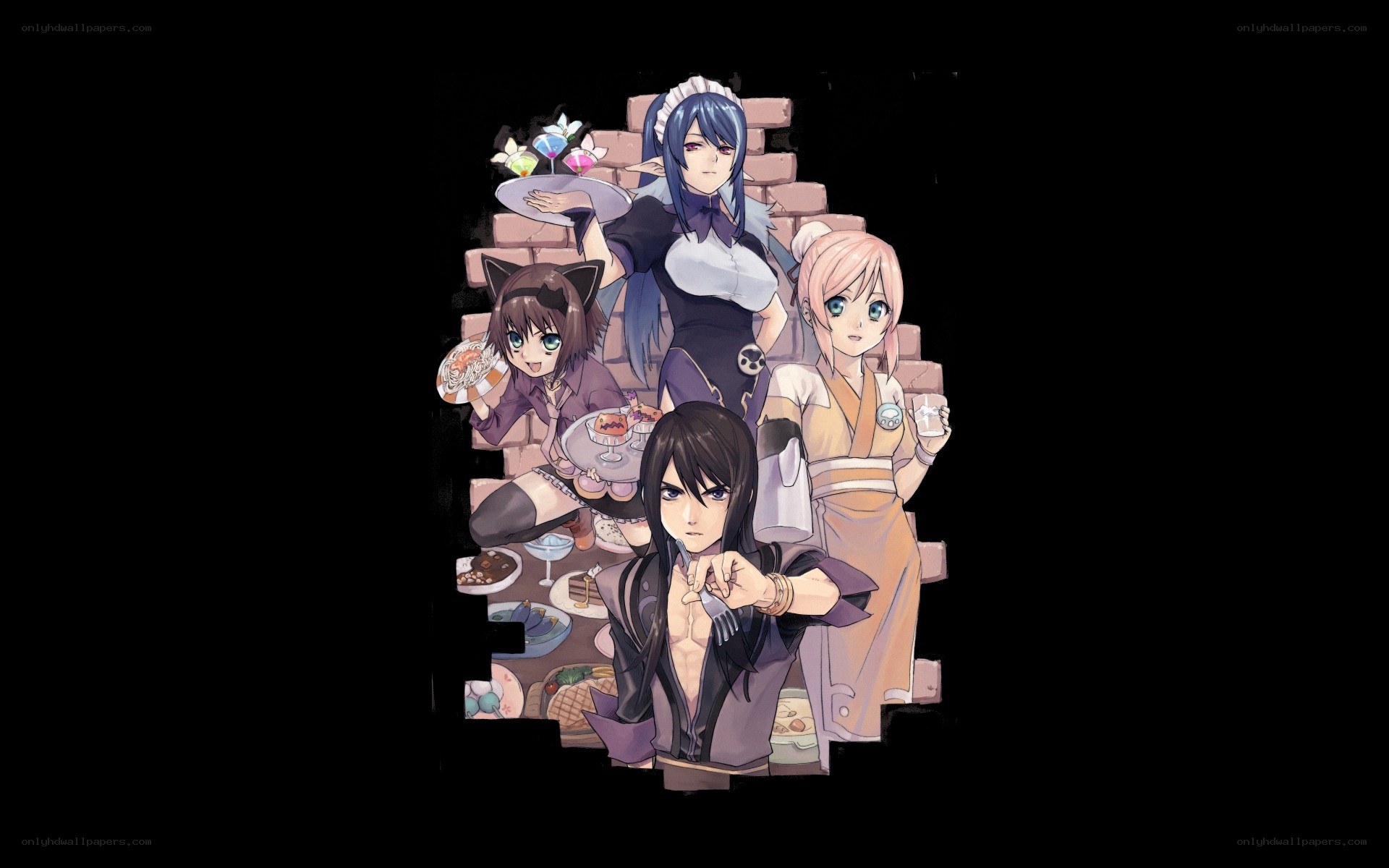 anime characters with food