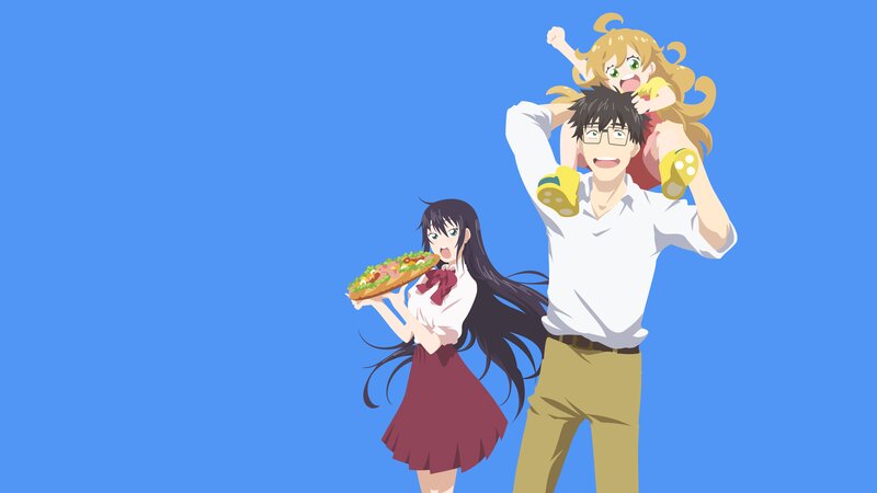 Anime Characters with Food — Blue, Playful