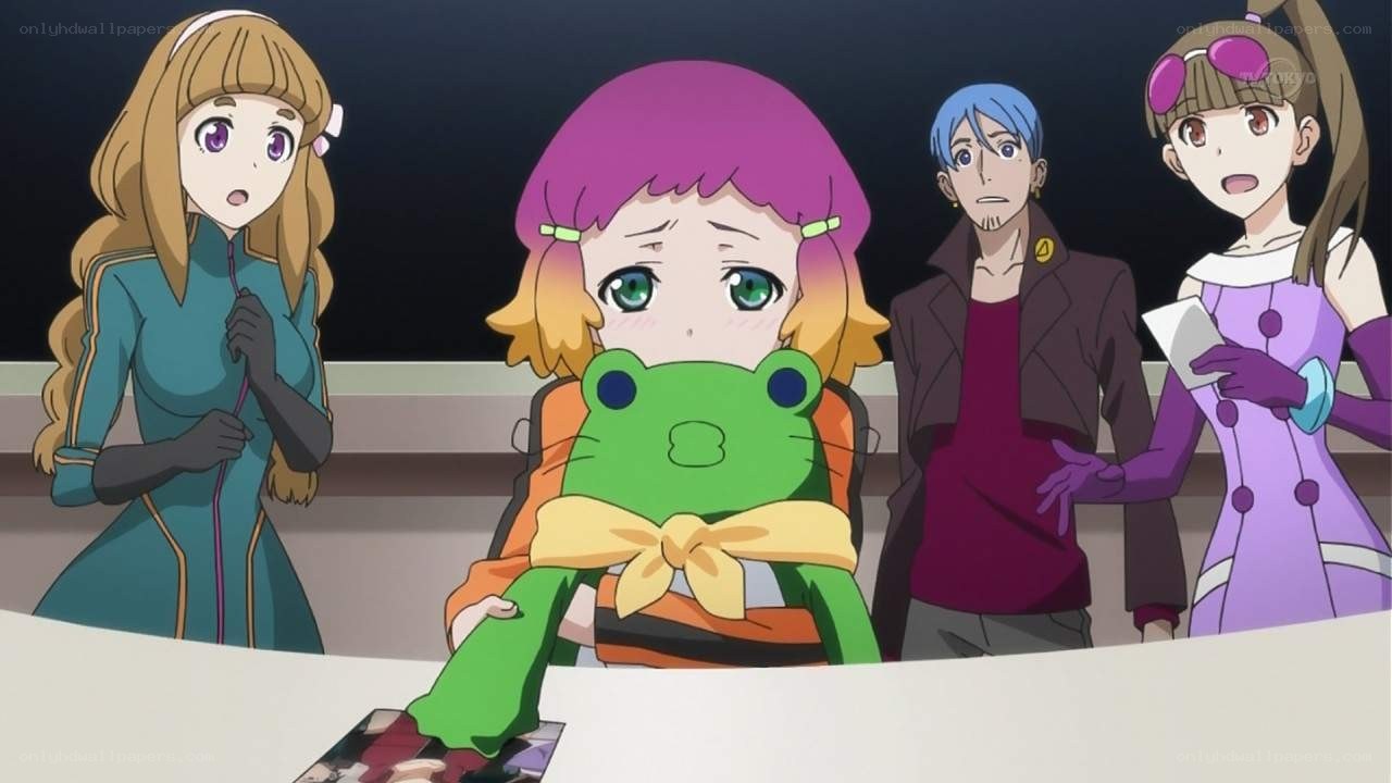 anime characters with frog plush
