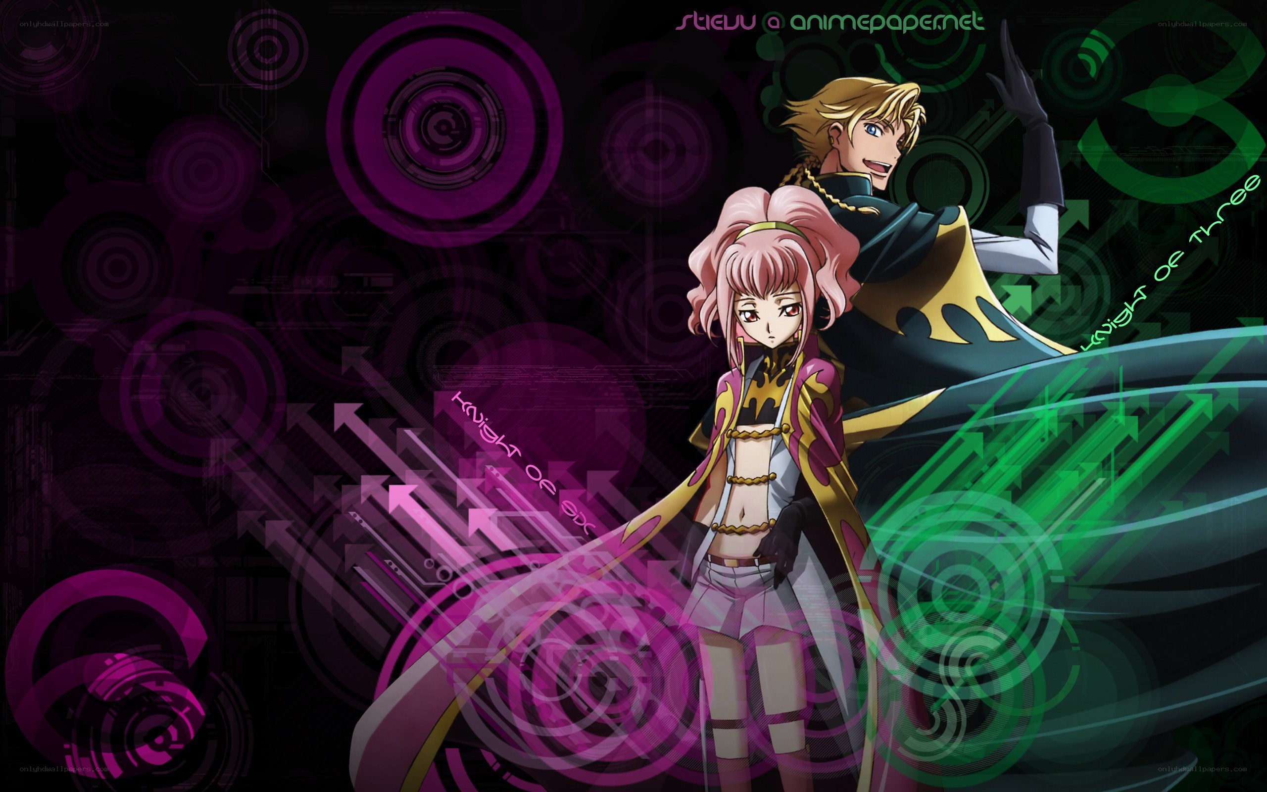 anime characters with futuristic background