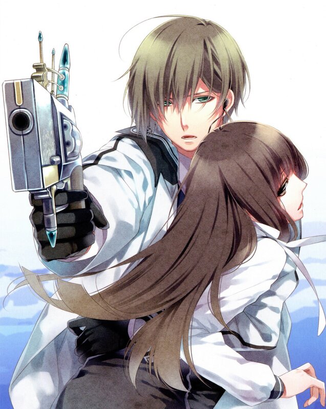 Anime characters with futuristic gun