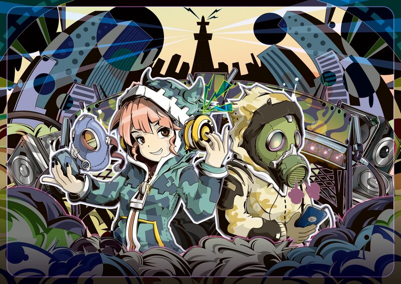 Anime characters with gas masks