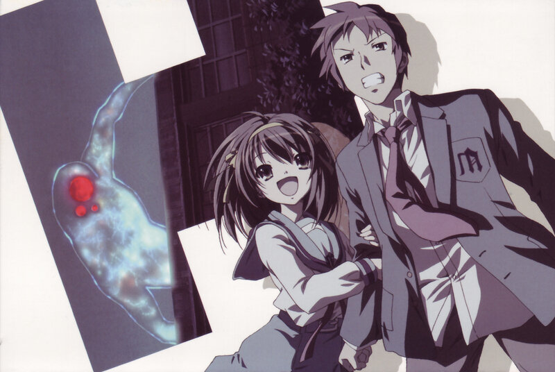 Anime characters with ghostly figure