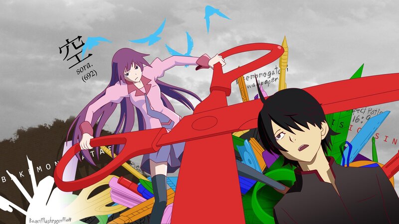 Anime characters with giant scissors