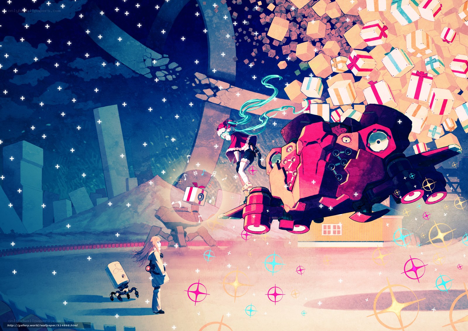 Anime characters with gift explosion