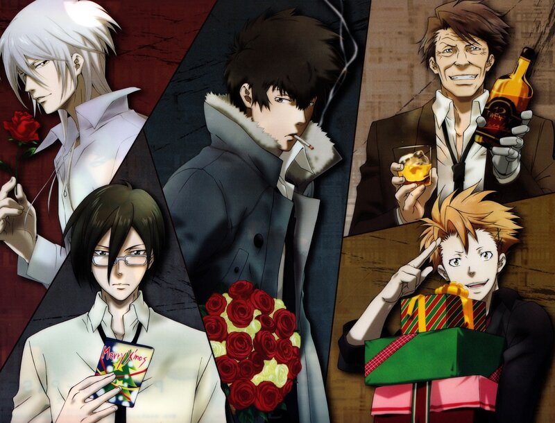 anime characters with gifts and flowers