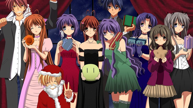 Anime Characters with Gifts — Purple, Festive, Night