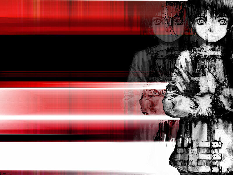 Anime characters with glitch effect