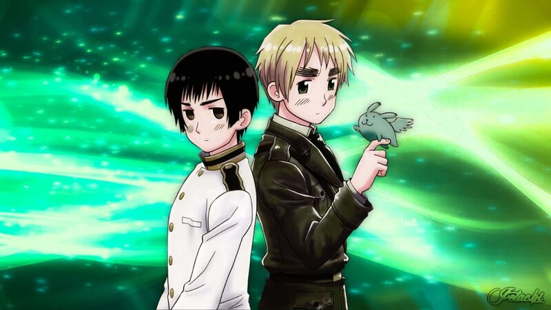 anime characters with glowing background
