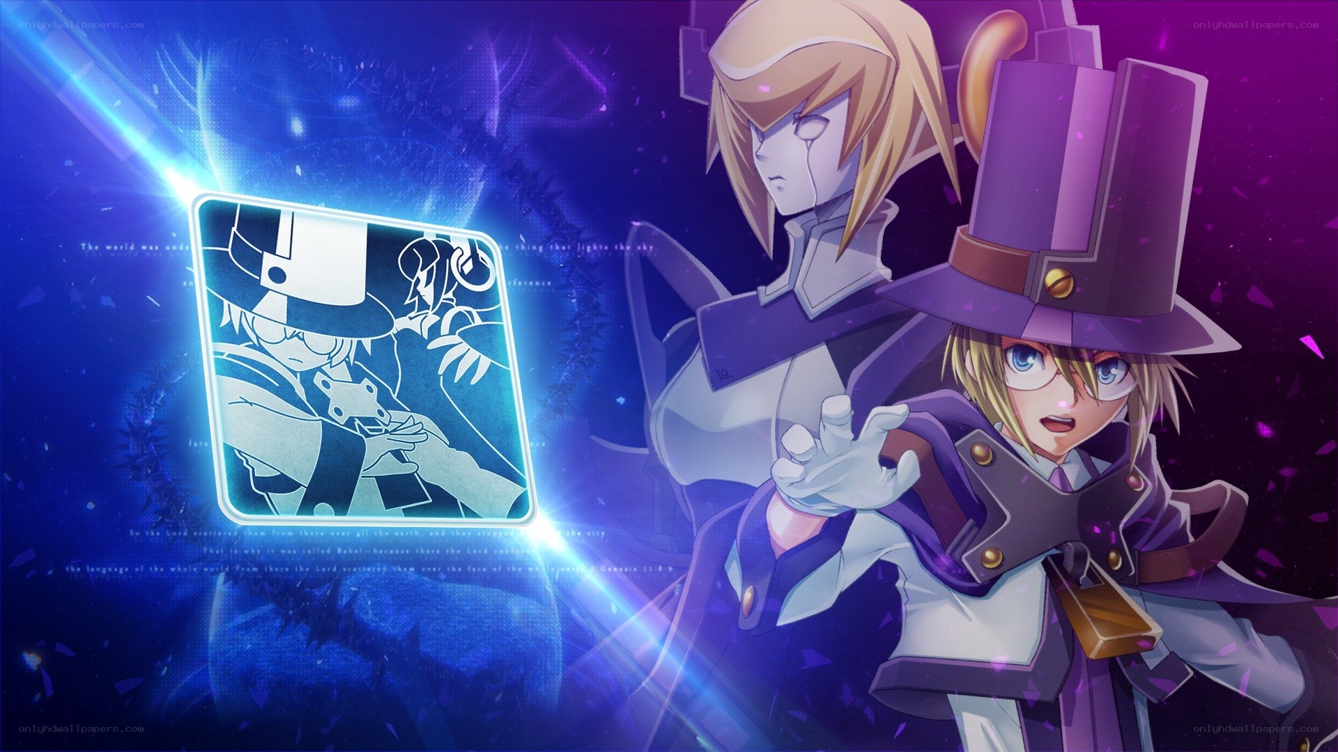 anime characters with glowing card