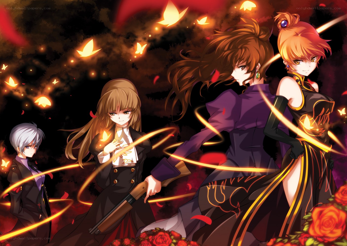 anime characters with glowing effects