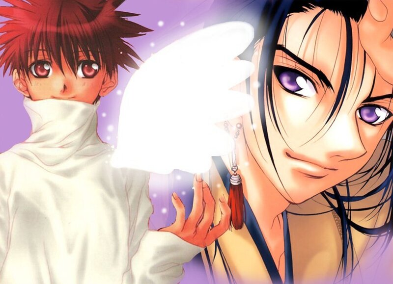 anime characters with glowing hand