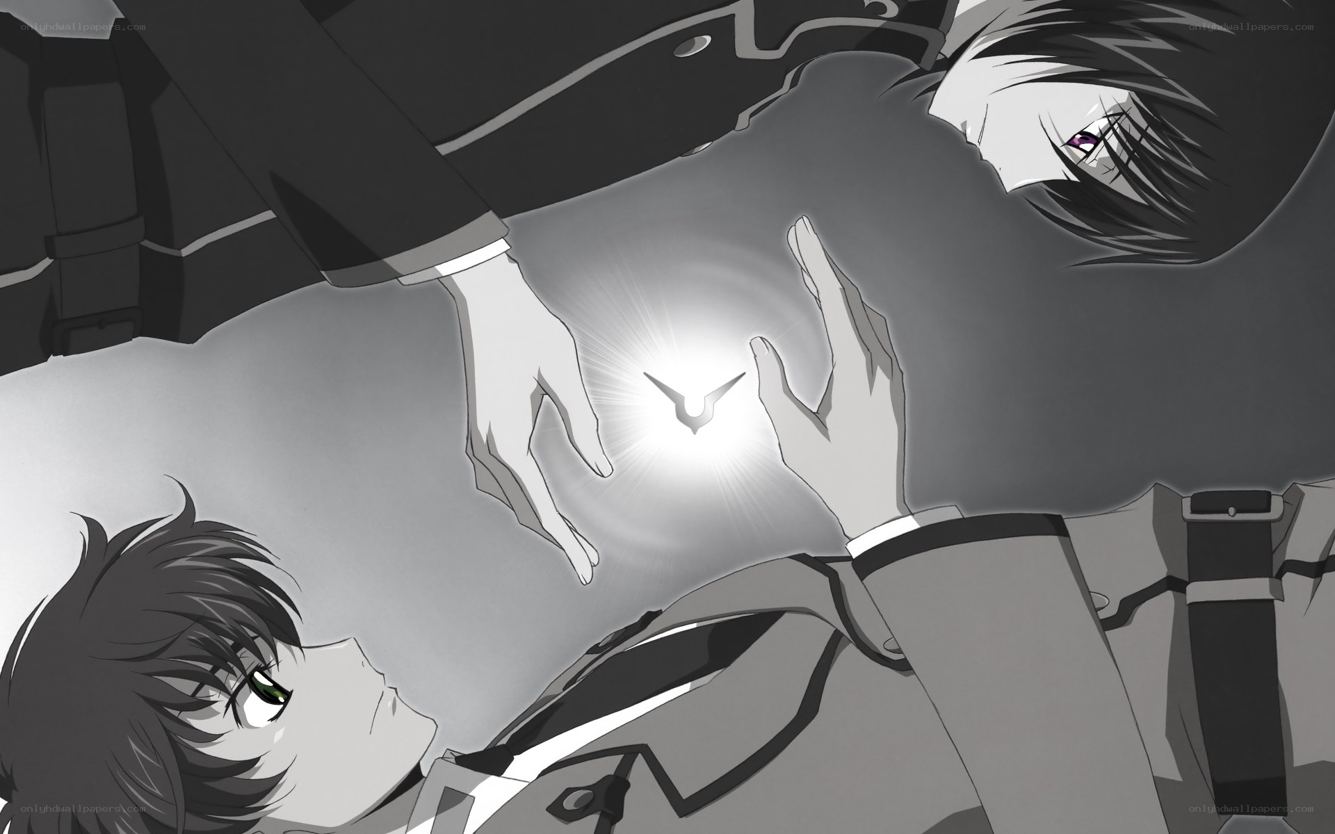 anime characters with glowing symbol