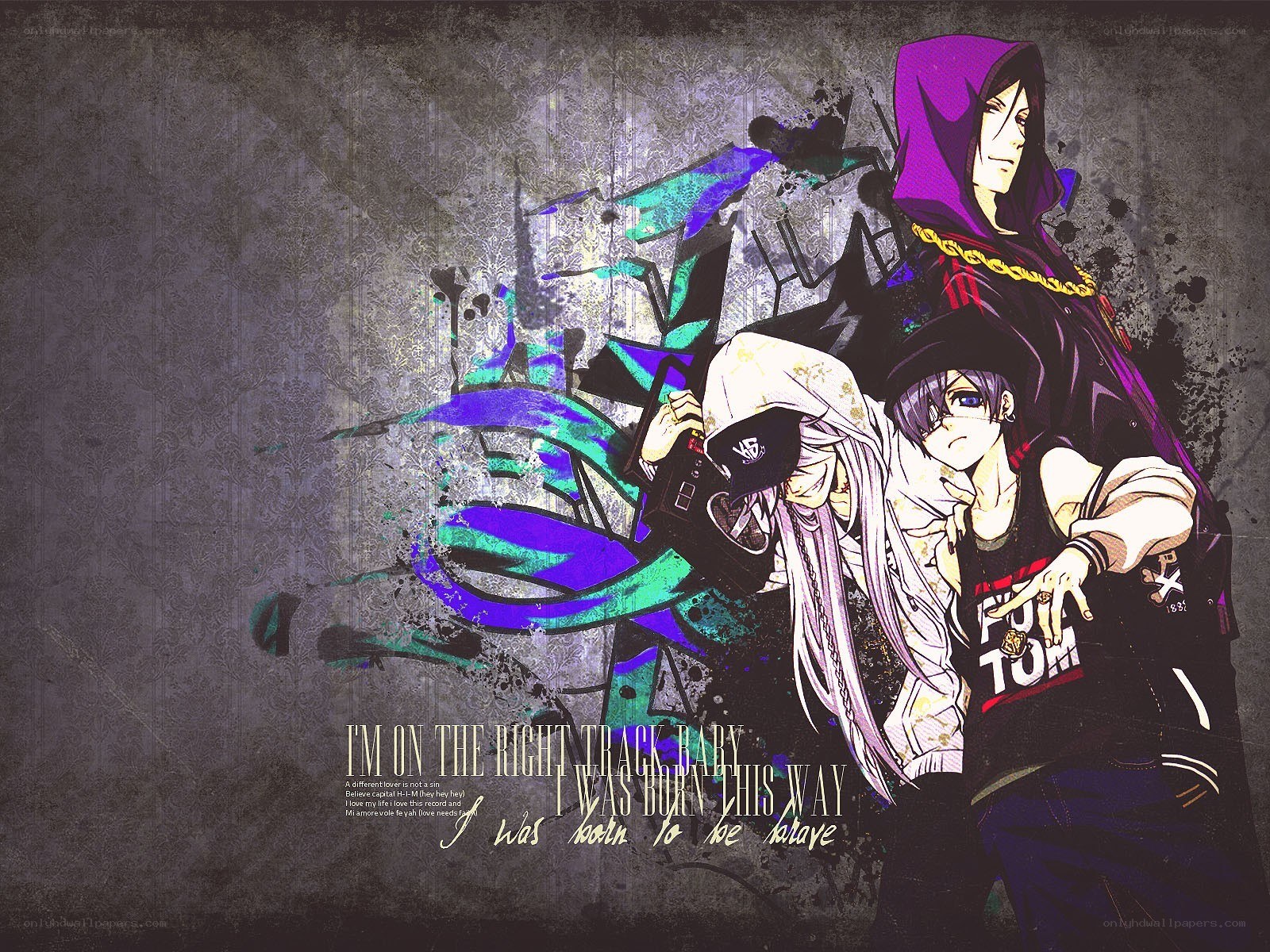 anime characters with graffiti art