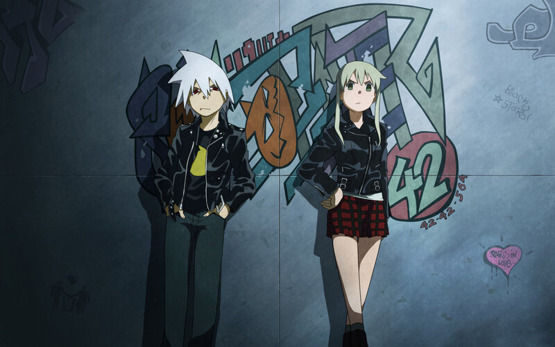 anime characters with graffiti