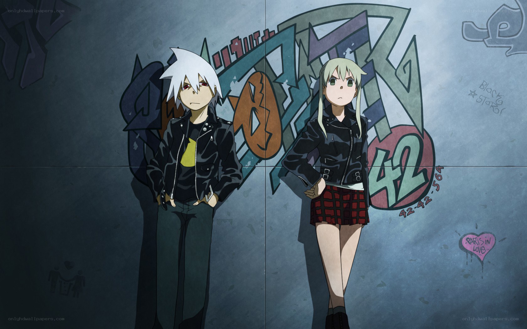 anime characters with graffiti