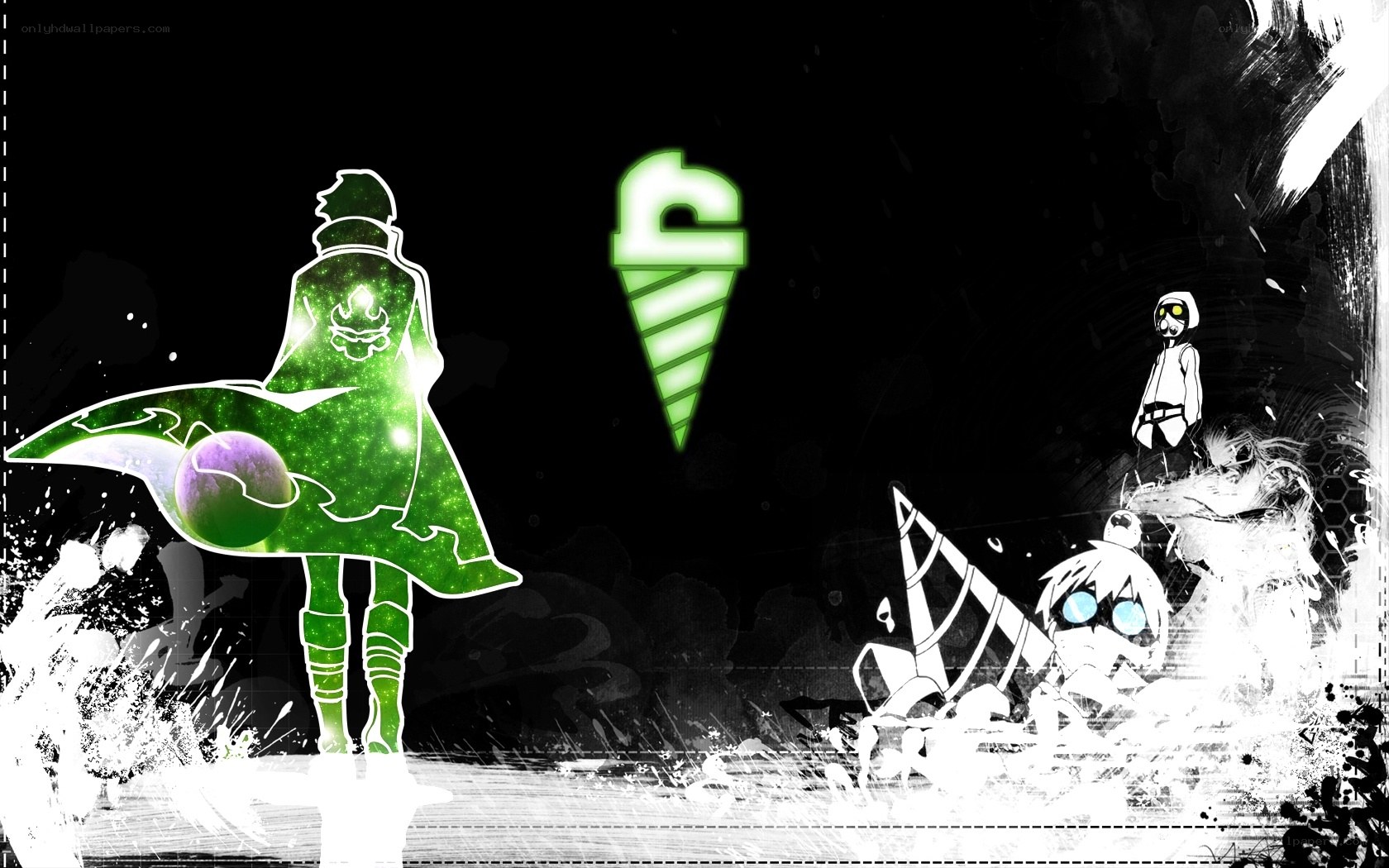 anime characters with green ice cream