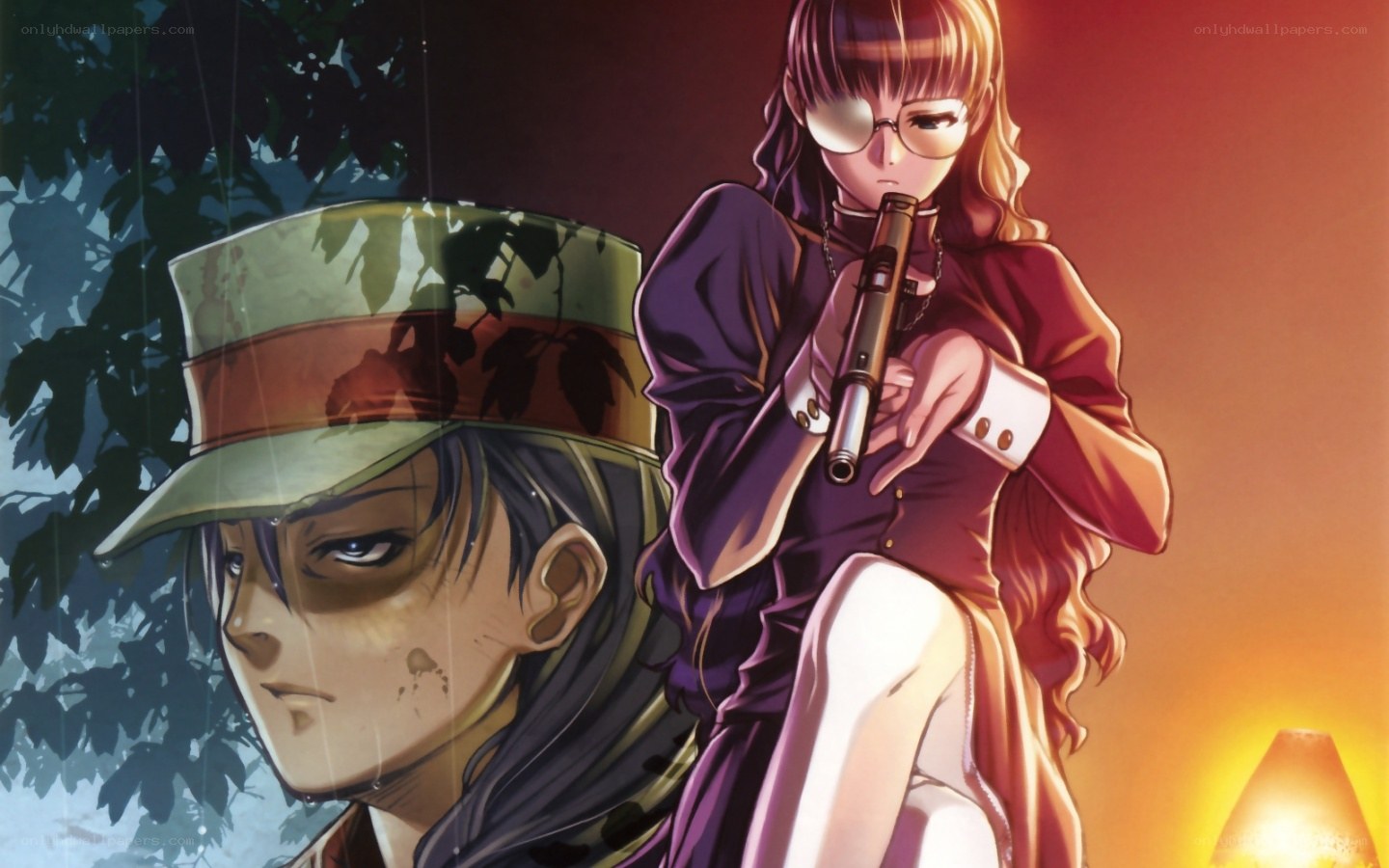 anime characters with gun and hat