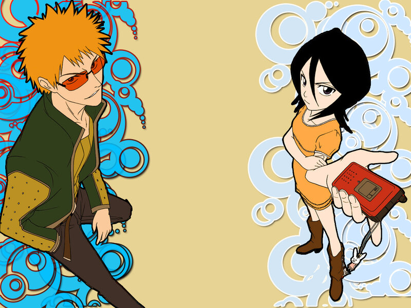 anime characters with handheld device