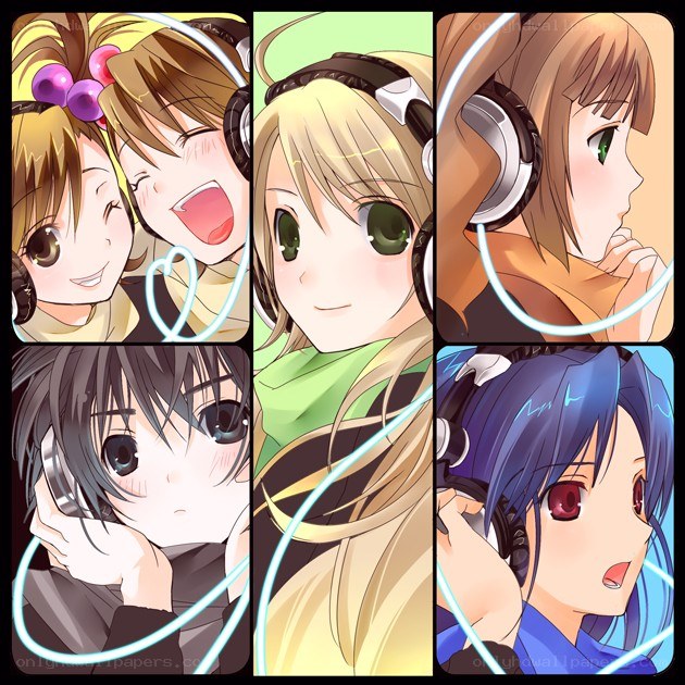 anime characters with headphones