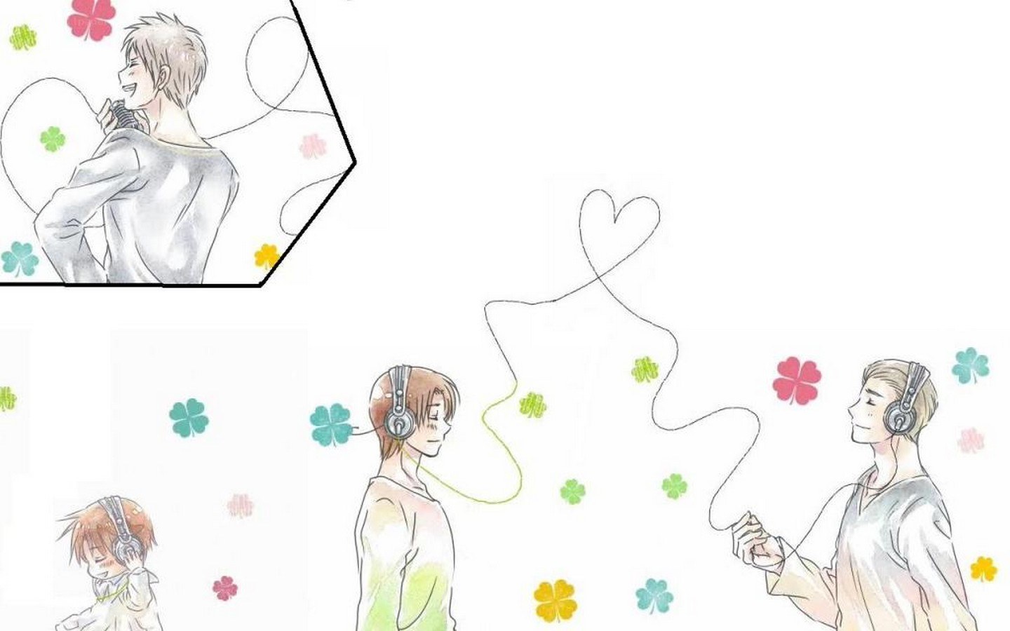 anime characters with headphones