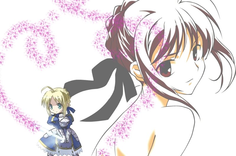 anime characters with heart effect