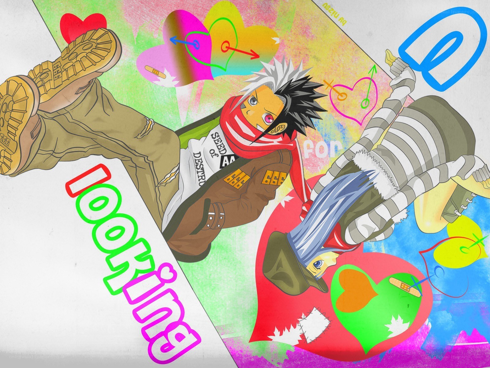 Anime characters with hearts