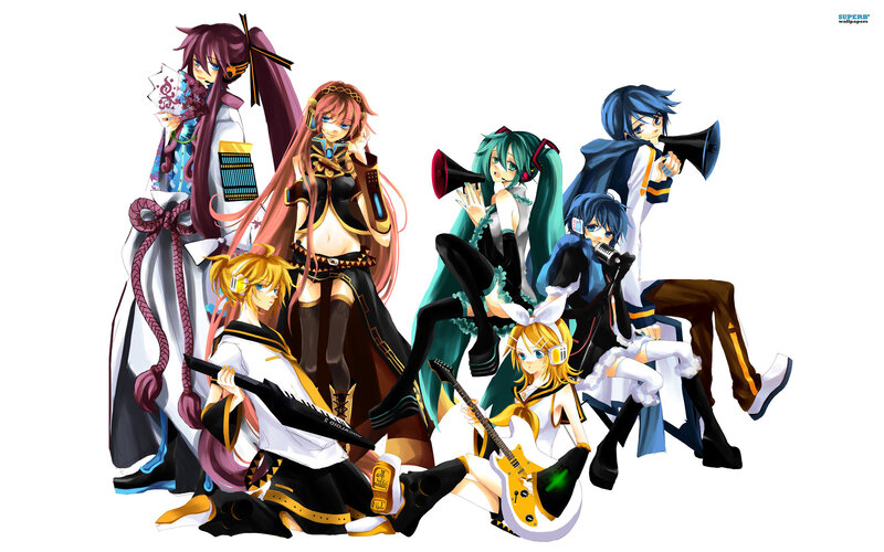 Anime Characters with Instruments — Blue, Energetic, Musical Instruments