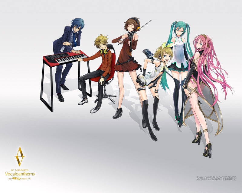 Anime Characters with Instruments — White
