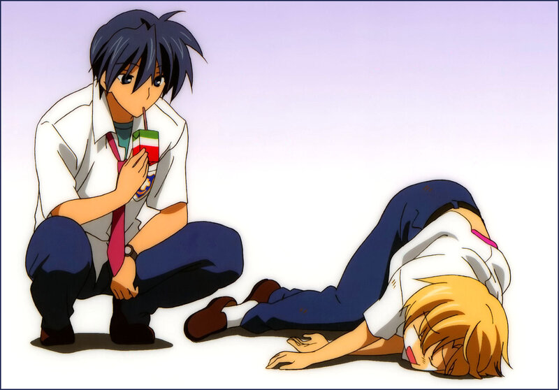Anime characters with juice box