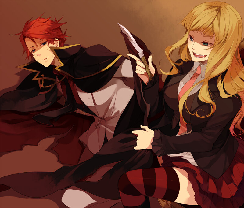 Anime characters with knife