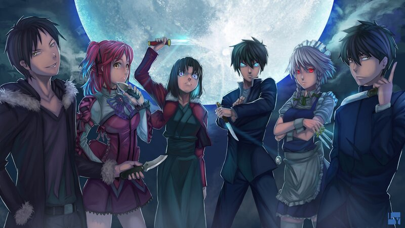 anime characters with knives