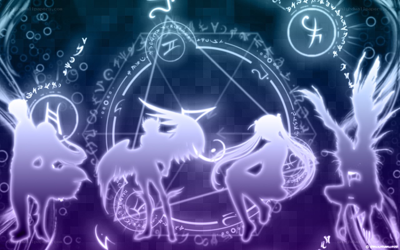anime characters with magic circle