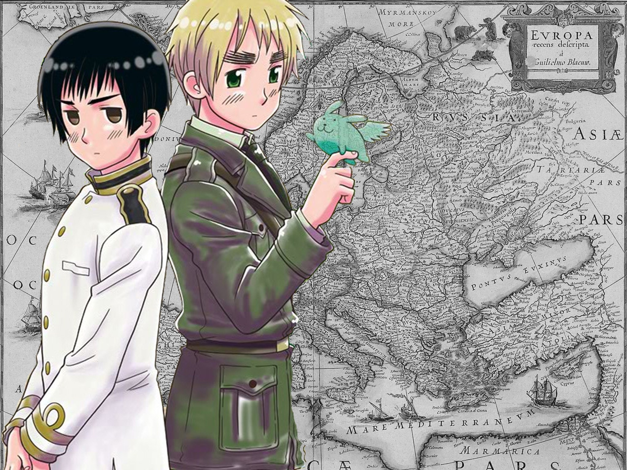 anime characters with map