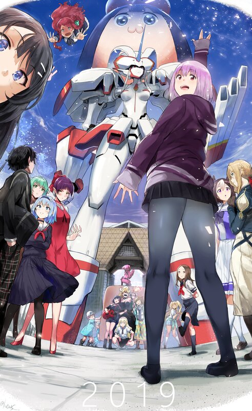 Anime Characters with Mecha — Blue, Dramatic, Night