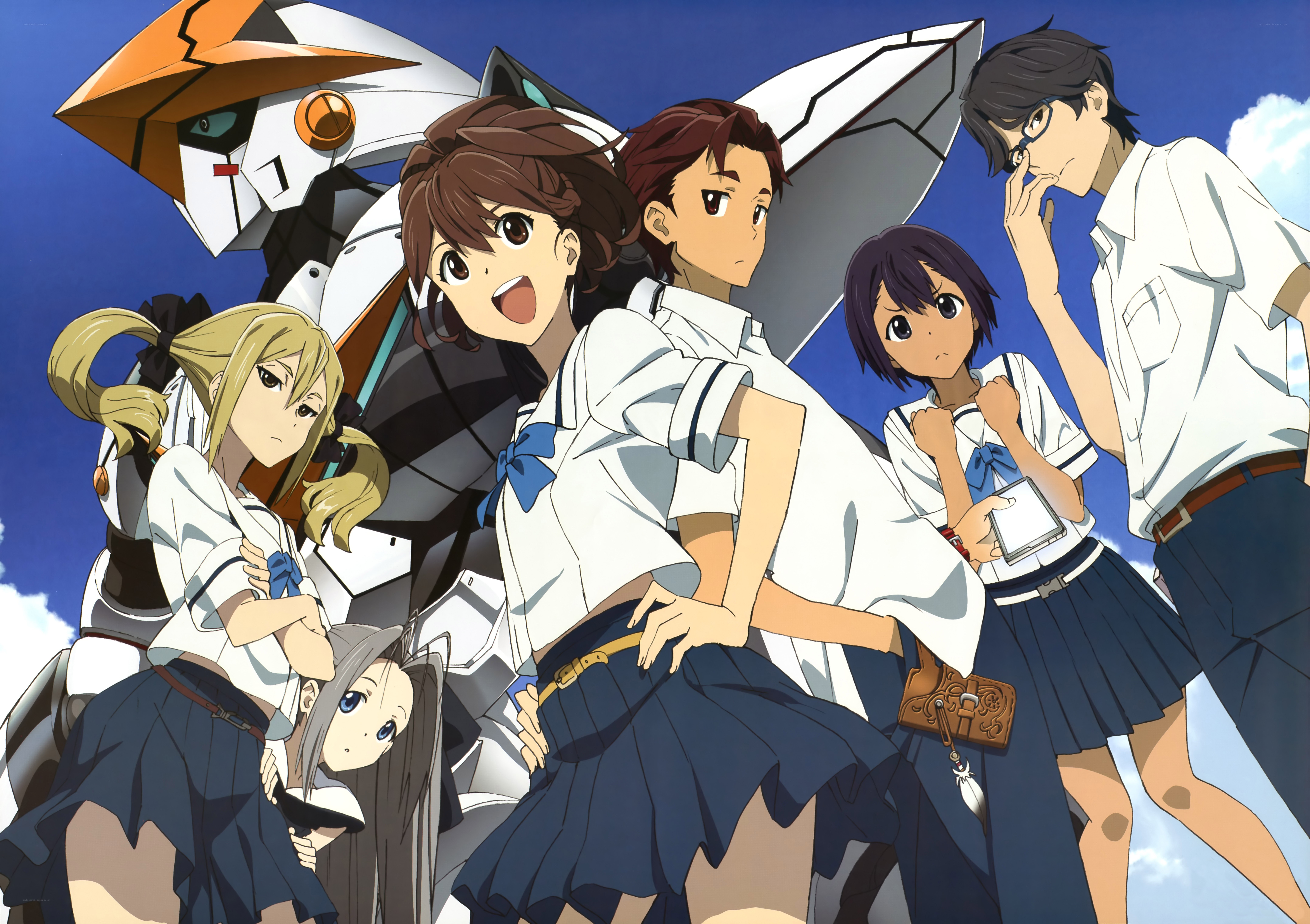 Anime characters with mecha robot