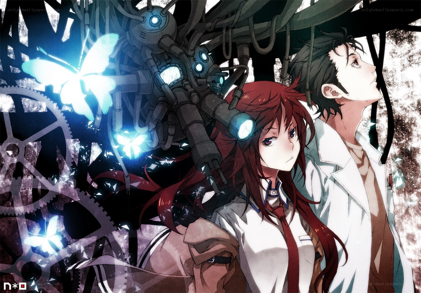 Anime characters with mechanical butterfly