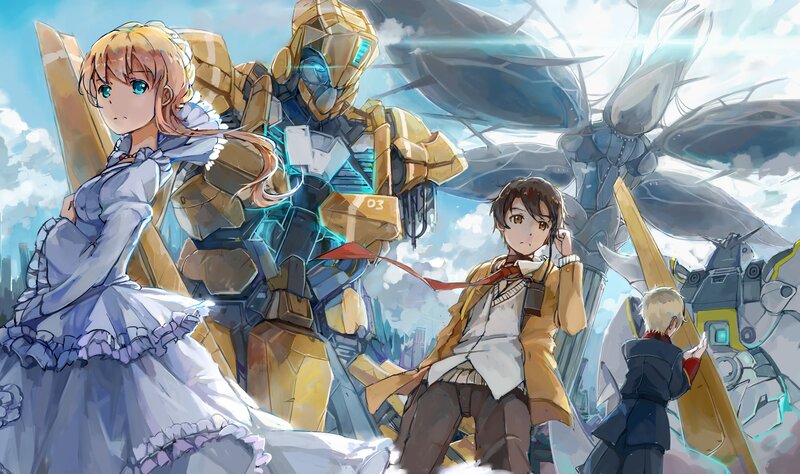 Anime Characters with Mechs — Blue, Dramatic, Afternoon