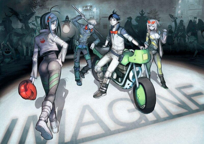 Anime characters with motorcycle