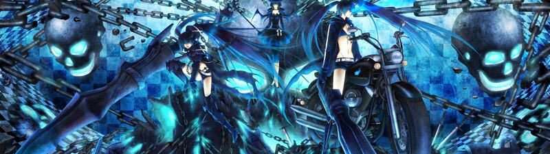 Anime Characters with Motorcycle — Blue, Dramatic