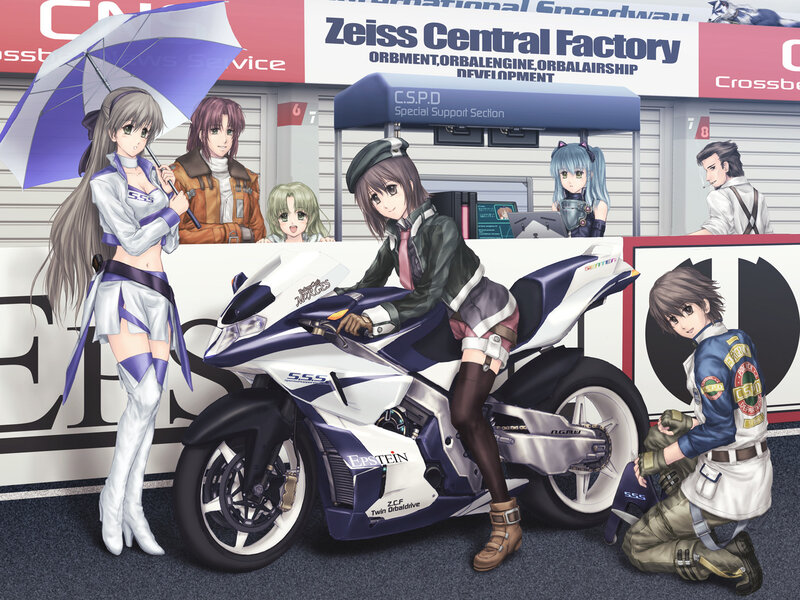 Anime Characters with Motorcycle — Blue