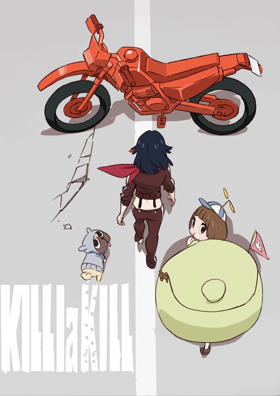 Anime Characters with Motorcycle — Red, Dynamic